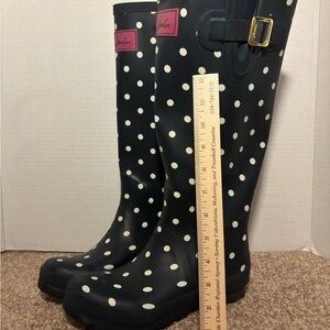 Joules Navy Blue and White Polka Dot Rain Boots/ Wellies Size 8 EU 39